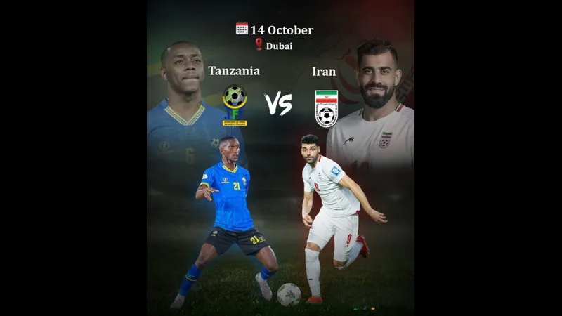 Cầu thủ Iran dùng kỹ thuật bứt tốc qua hậu vệ Tanzania trong trận đấu bóng đá